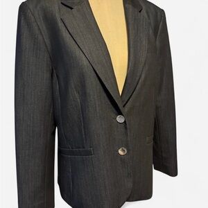 Karl Lagerfeld Paris Dark Gray Structured Blazer Career Jacket Women
